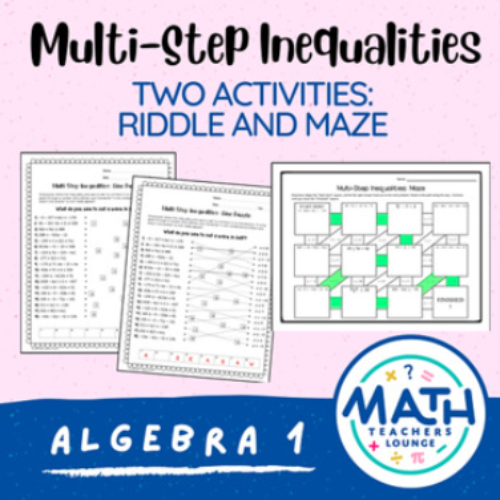 Multi Step Inequalities Riddle And Maze Activity Classful