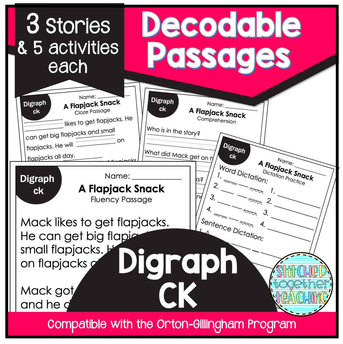 Decodable Reading Passages Digraph CK Orton Gillingham Classful