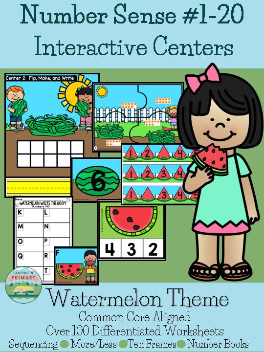 Number Sense 1-20 l Interactive Centers l Watermelon Theme