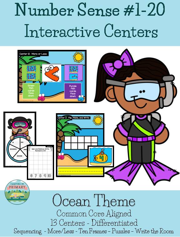Number Sense 1-20 l Interactive Centers l Ocean Theme