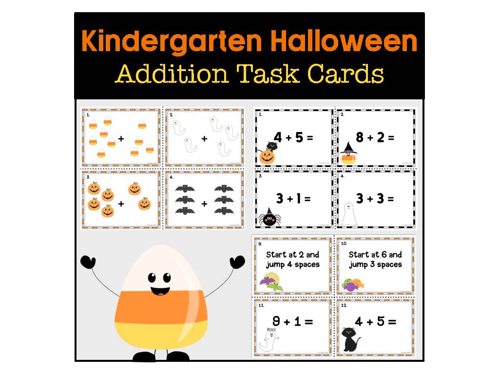 Kindergarten Halloween Addition Task Cards's featured image