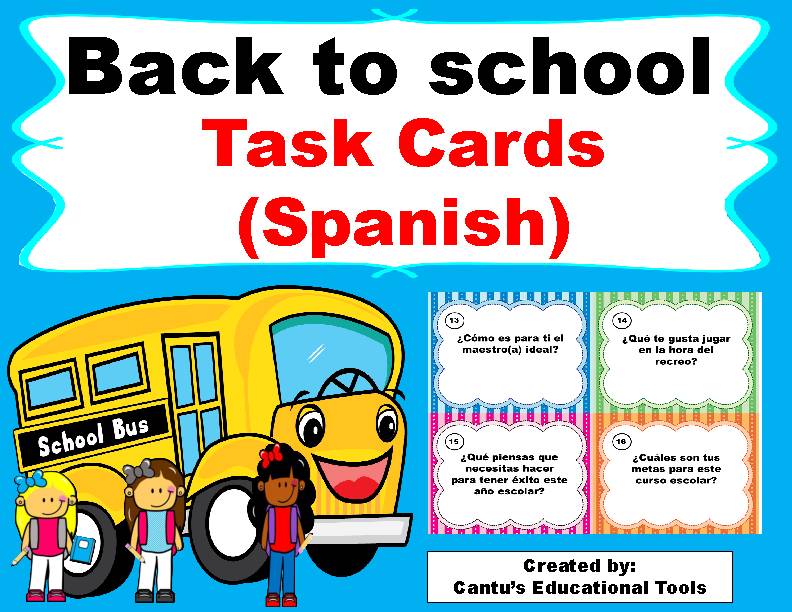 Back to School Task Cards Spanish's featured image