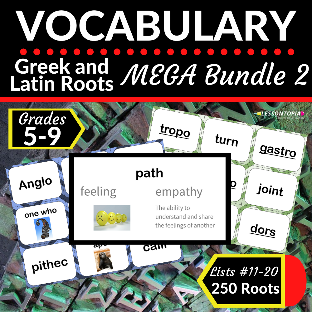 Greek and Latin Roots | Vocabulary MEGA Bundle 2 Lists 11-20's featured image