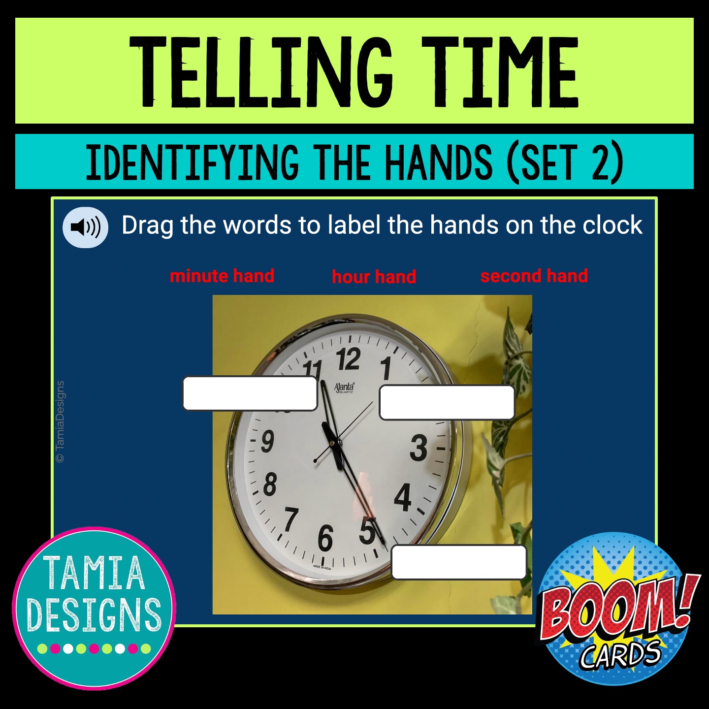 Telling time: identifying the hands on a clock (Set 2)'s featured image