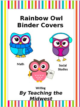 Editable Rainbow Owl Classroom Binder Covers
