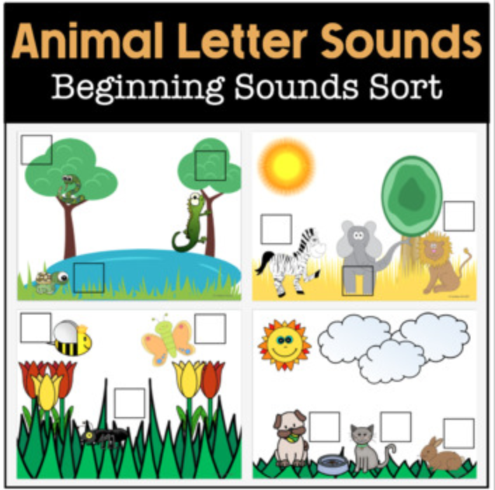 Animal Names Beginning Letter Sound Matching's featured image