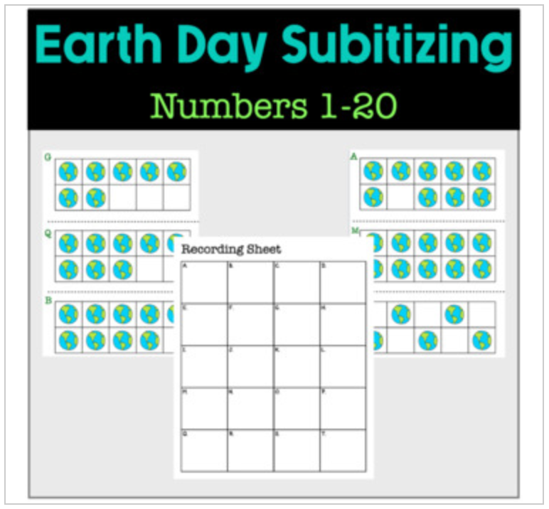 Earth Day Subitizing Tens Frames 1-20's featured image
