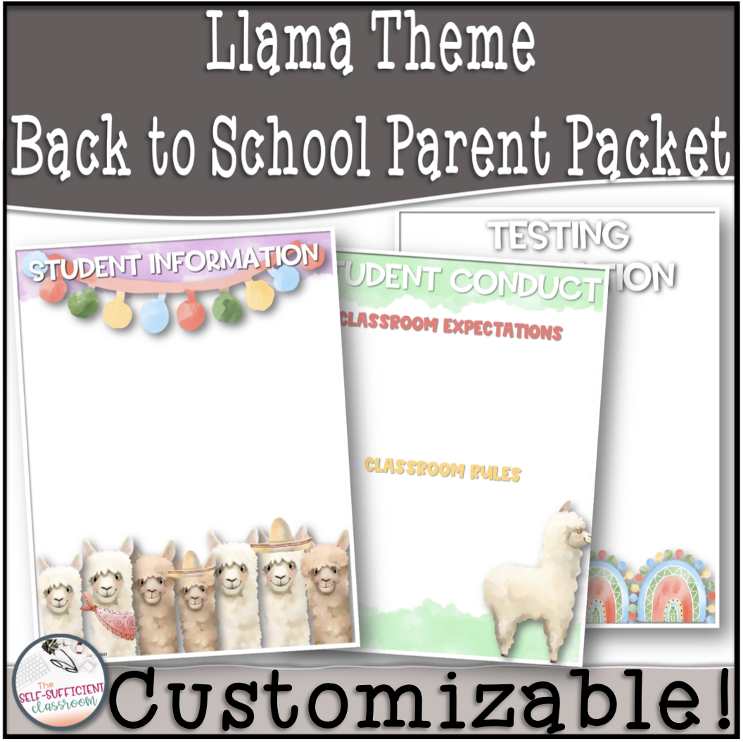 Llama Back to School Parent Information Packet's featured image
