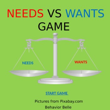 NEED VS WANTS Power Point Game (Early Learners)