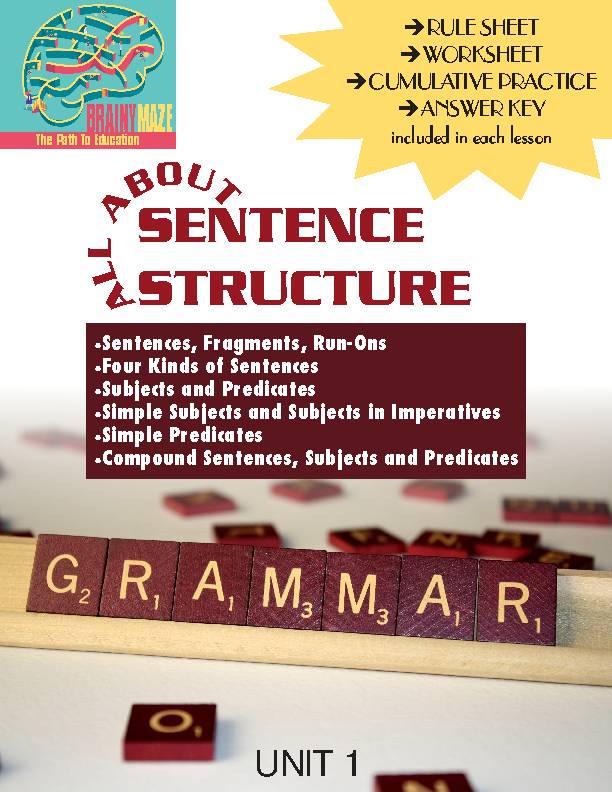 Sentence Structure - four kinds of sentences, subjects, predicates, compounds's featured image
