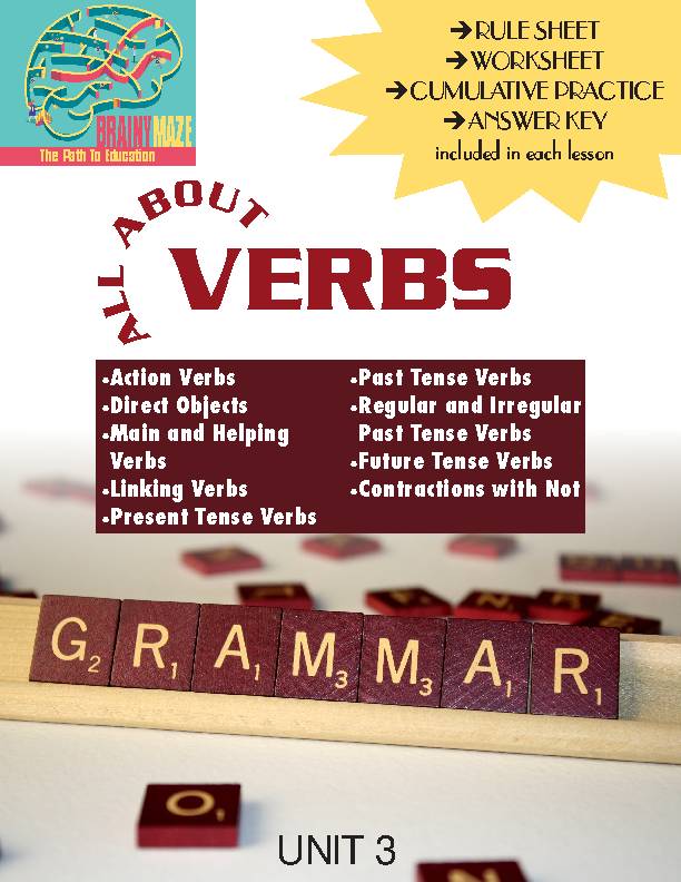 Verbs - action, linking, main, helping, direct objects, tenses, contractions's featured image