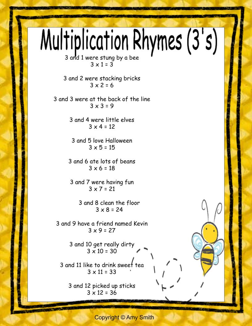 3's Multiplication Rhymes
