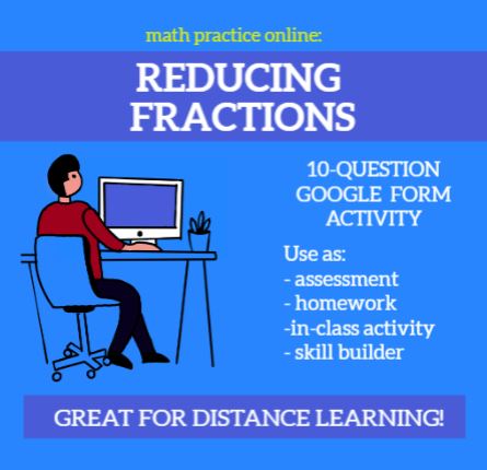 Reducing Fractions (Beginner) - Self-Scoring Google Forms Assessment / Homework's featured image