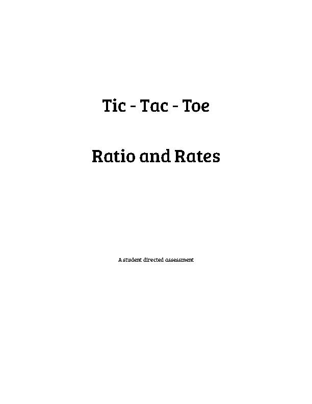 Ratios and Rates - Tic-Tac-Toe's featured image
