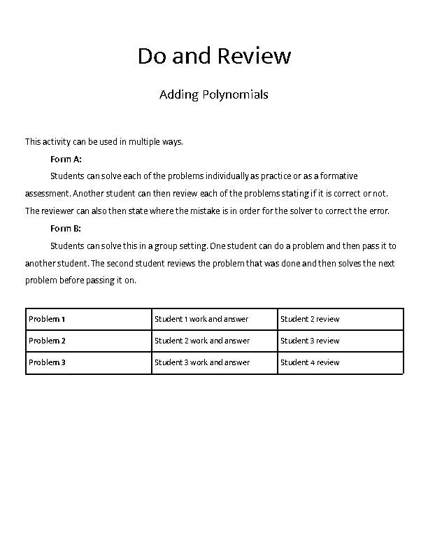 Adding Polynomials - Do & Review's featured image