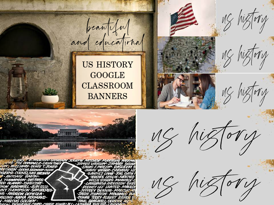US HISTORY GOOGLE Classroom Banners // Teacher Resources // Google Classroom Banners // Virtual Learning // United States // High School's featured image