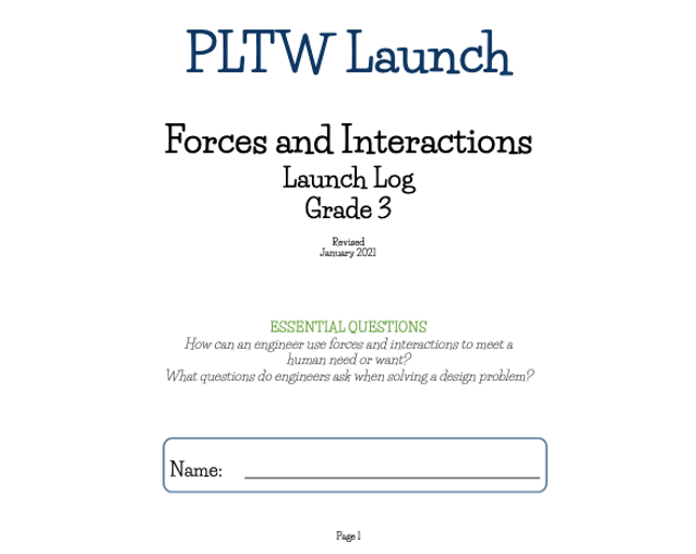 PLTW Forces & Interactions Launch Log's featured image