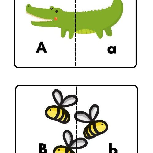 Animal Matching Upper and Lower Case Puzzle Game Cards