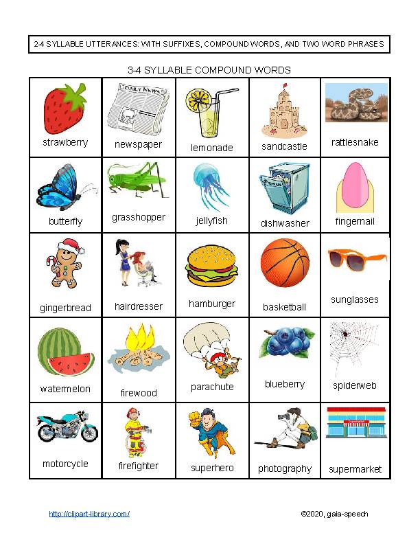 Words With 1 2 3 And 4 Syllables