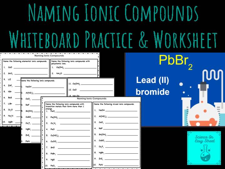 Naming Ionic Compounds Worksheet & Whiteboard Practice's featured image