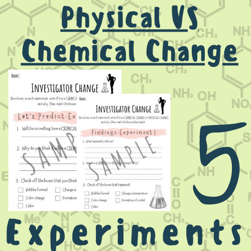 Chemical VS Physical Change 5 Experiments [Sheets, How-to, Stations] For K-5 Teachers and Students in the Science Classroom's featured image