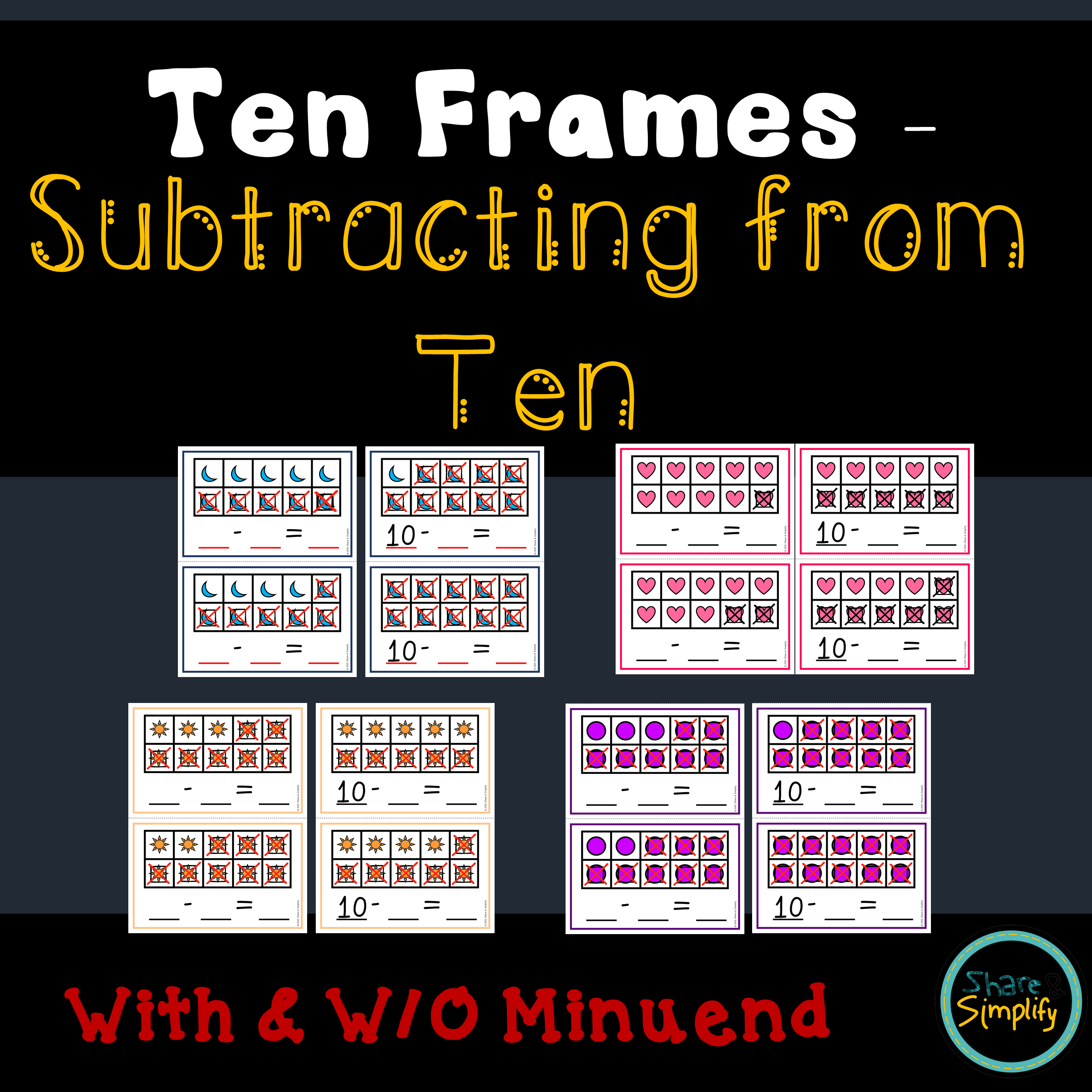 Subtracting from Ten with Ten Frames