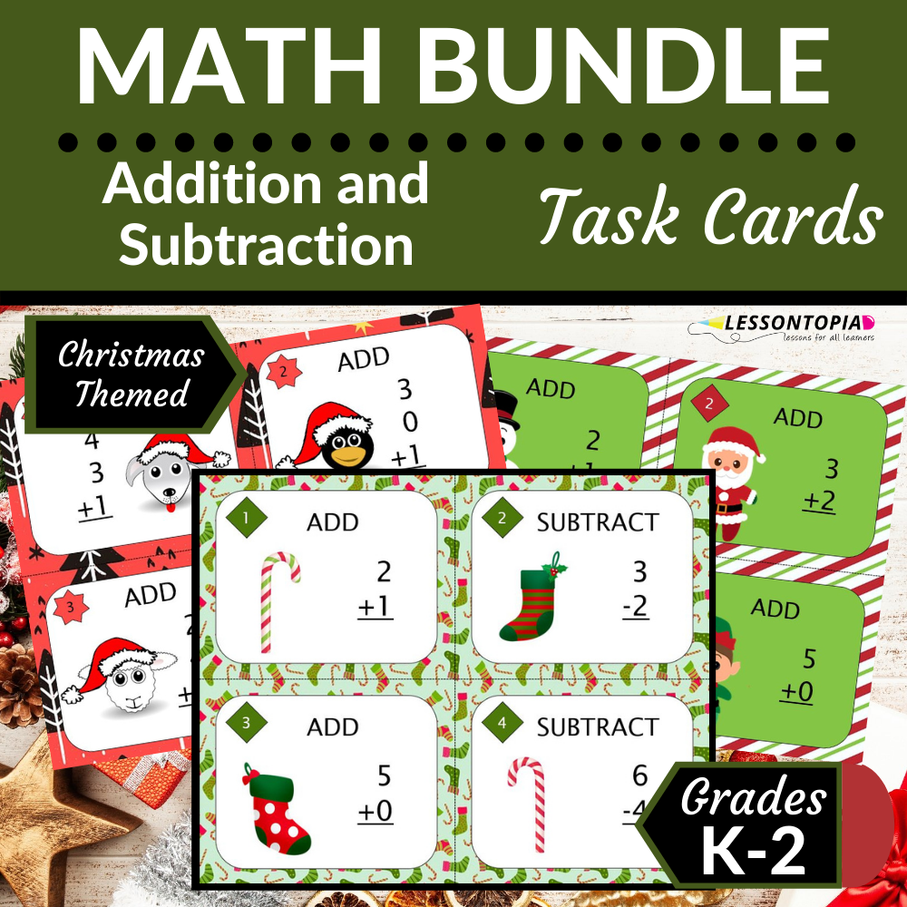 Addition and Subtraction | Task Cards | Christmas Bundle's featured image