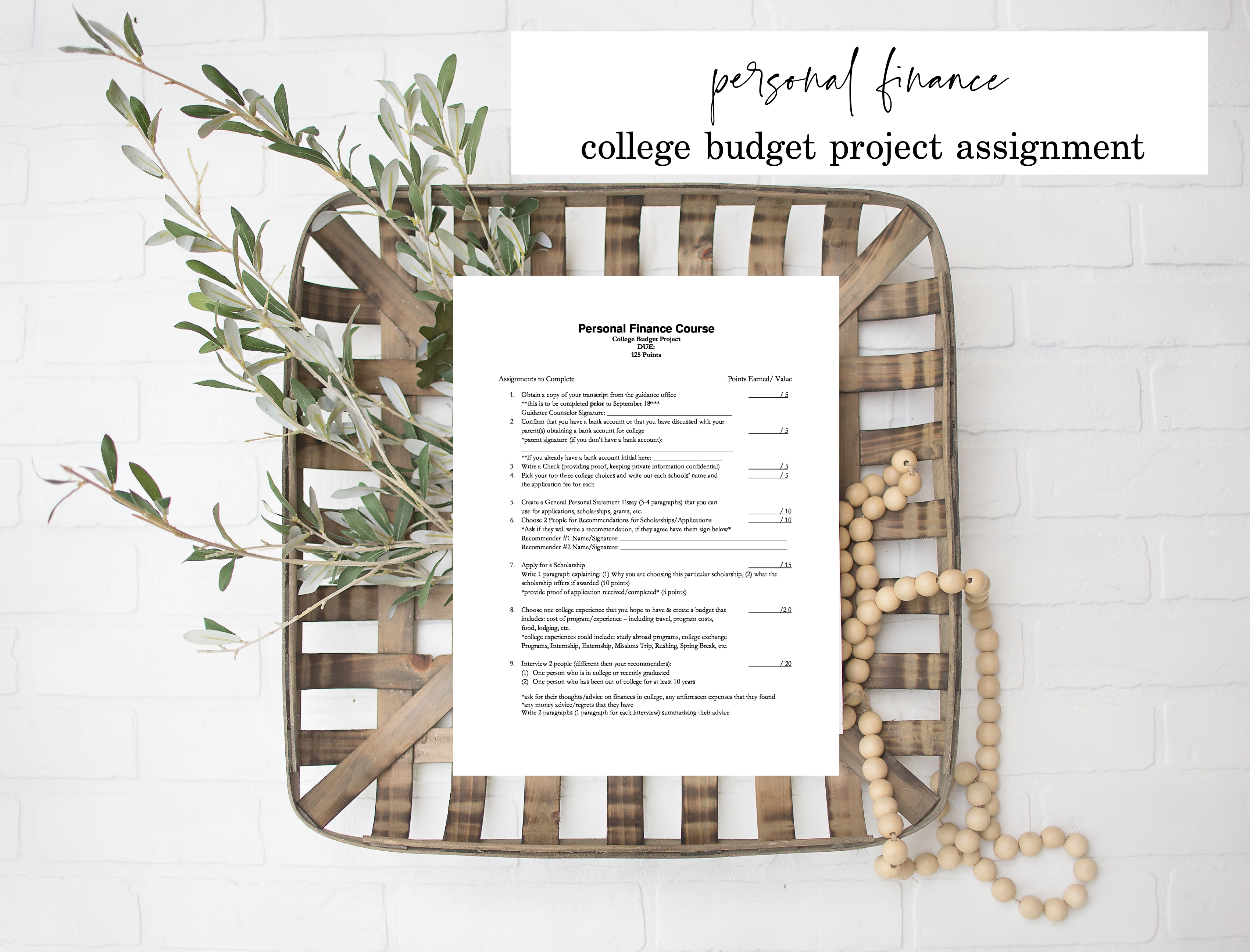 Personal Finance College Budget Assignment//Ramsey//Budget//Finance//high school's featured image