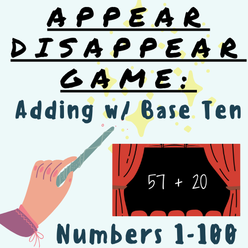 Adding W/ Base Ten (2-Digit Numbers) Place Value APPEARING/DISAPPEARING GAME PPT (#1-100) For K-5 Teachers and Students in the Math Classroom's featured image