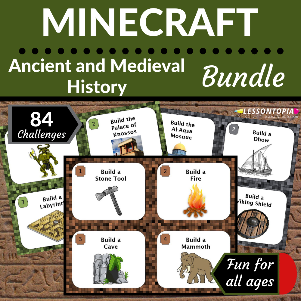 Minecraft Challenges | Ancient and Medieval | STEM Activities Bundle's featured image