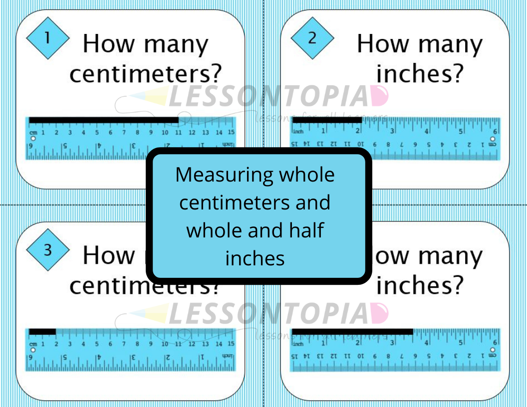 Measurement Inches and Centimeters Task Cards Classful
