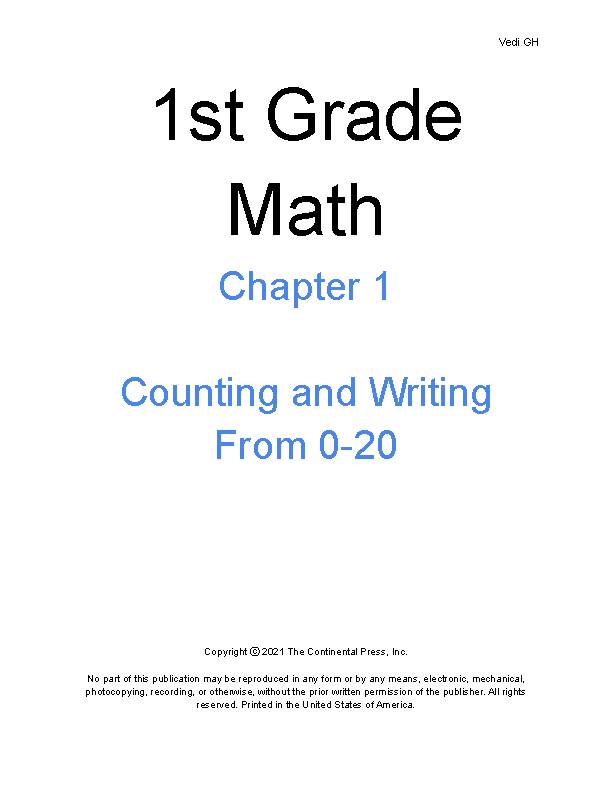1st Grade Math - Chapter 1 - Counting from 0 to 20