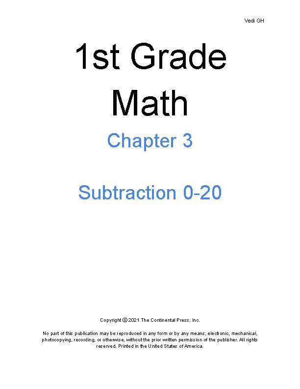 1st Grade Math - Chapter 3 - Subtraction from 0 to 20's featured image