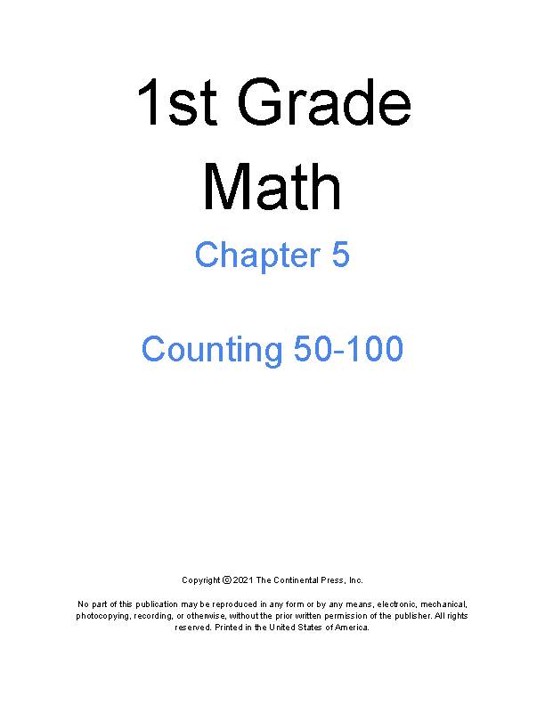 1st Grade Math - Chapter 5 - Counting from 50 to 100's featured image