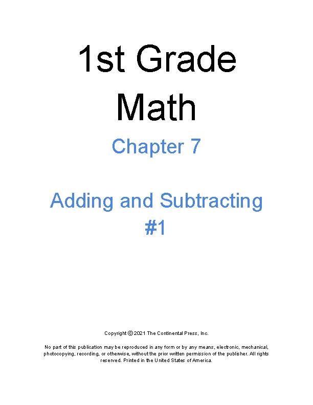 1st Grade Math - Chapter 7 - Adding and Subtracting#1's featured image