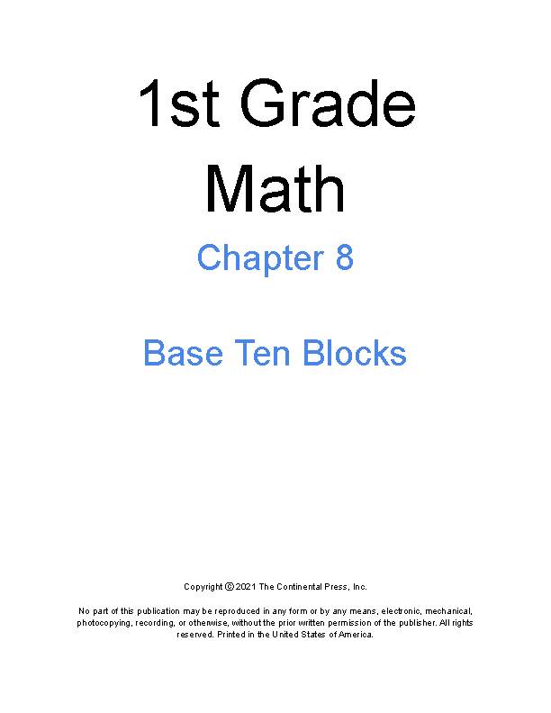 1st Grade Math - Chapter 8 - Base Ten Blocks