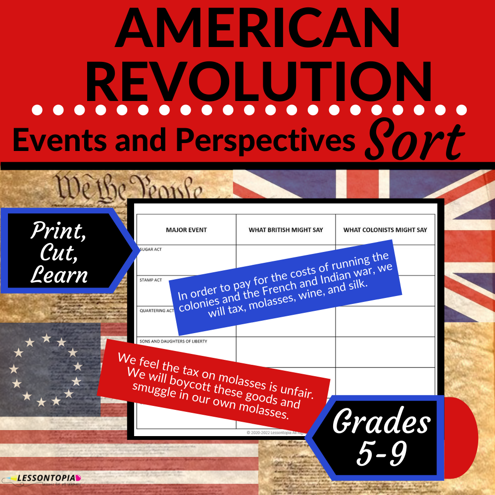 American Revolution | Events and Perspectives | Card Sort
