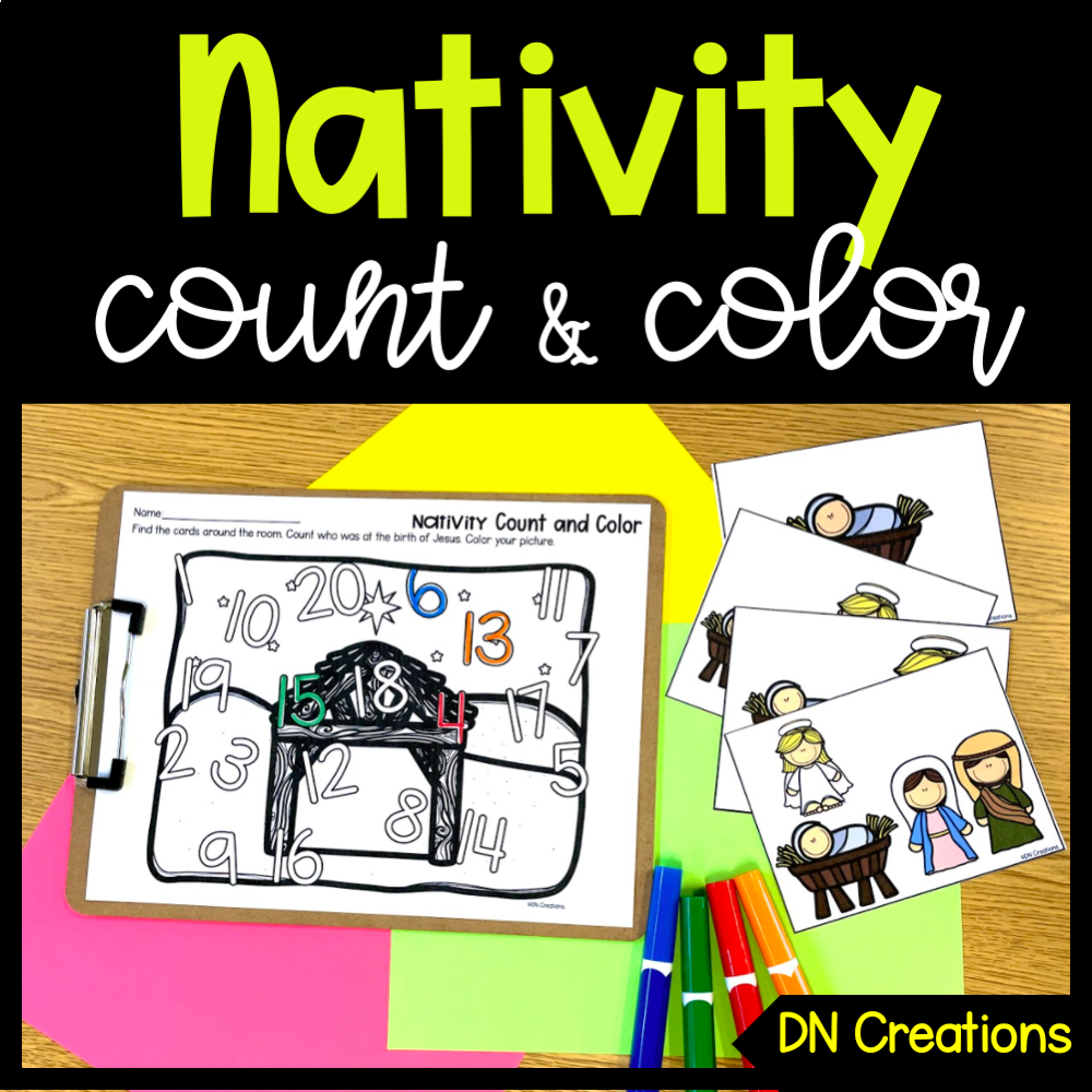 Nativity Count and Color the Room l Christmas Nativity Math Activity's featured image