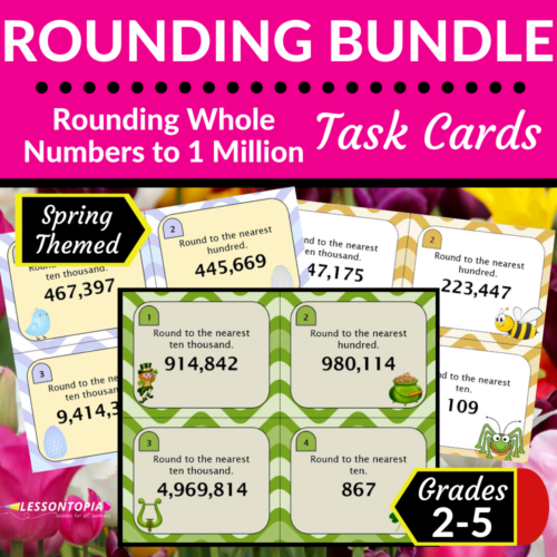Rounding Whole Numbers | Task Cards | Spring Bundle's featured image