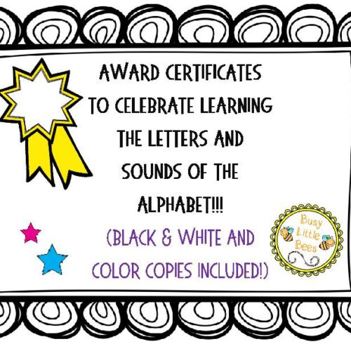 Award Certificate for Learning Letter Names and Sounds's featured image