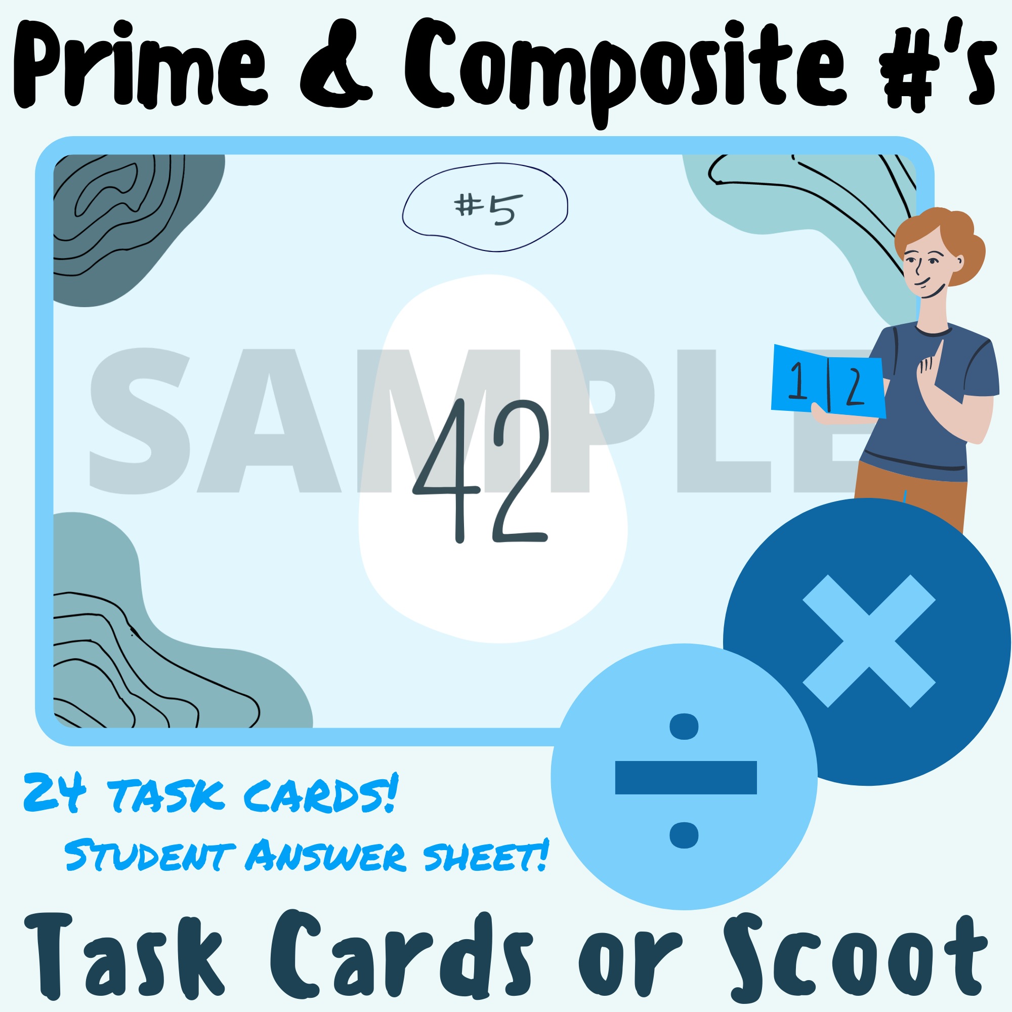 Prime and Composite Numbers Task Cards or Scoot (4.OA.4, 4th Grade) For K-5 Teachers and Students in the Math Classroom