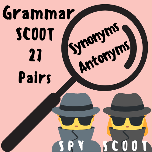 Synonyms and Antonyms Task Cards or Scoot [Spy Themed] For K-5 Teachers and Students in the Language Arts, Phonics, Grammar, and Writing Classroom's featured image