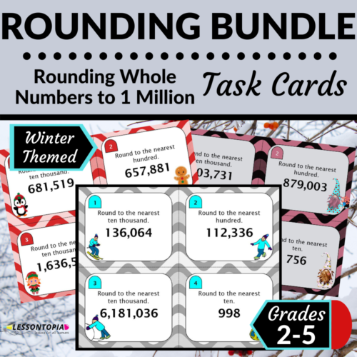 Rounding Whole Numbers | Task Cards | Winter Bundle's featured image