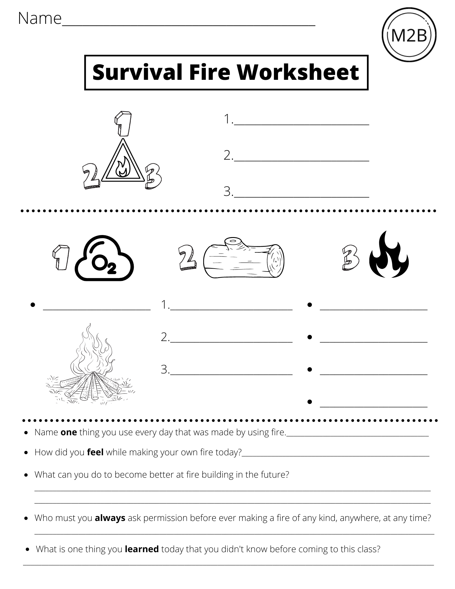 Fire Building Worksheet