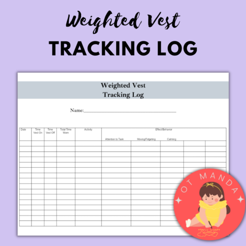 Weighted Vest Tracking Log and Behavior Log for Pediatric Occupational Therapy's featured image