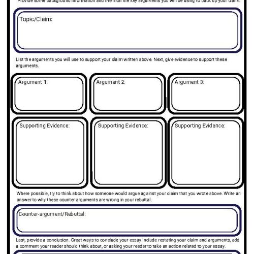 Argumentative Essay Graphic Organizer Template for Practicing Persuasive Writing's featured image
