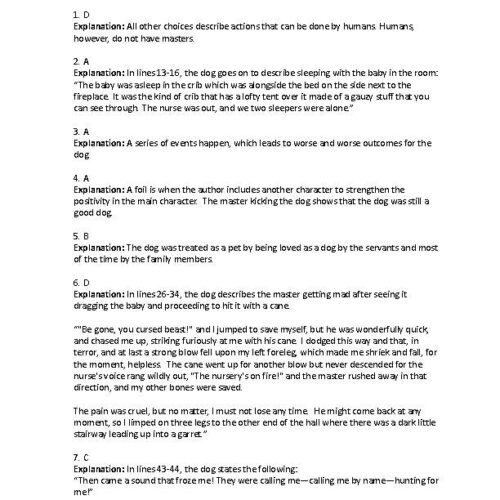 A Dog s Tale SAT Fiction Reading Comprehension Worksheet Classful