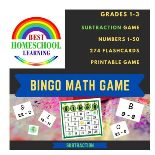 Bingo - Subtraction - Printable Math Game - 274 Flashcards - Grades 1-3's featured image