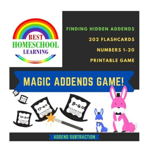 Magic Addends - Printable Math Game - 202 Flashcards - Grades 1-3