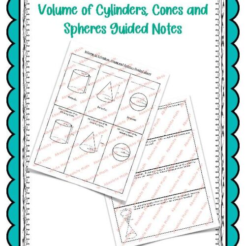 Volume of Cylinders, Cones and Spheres Guided Notes's featured image